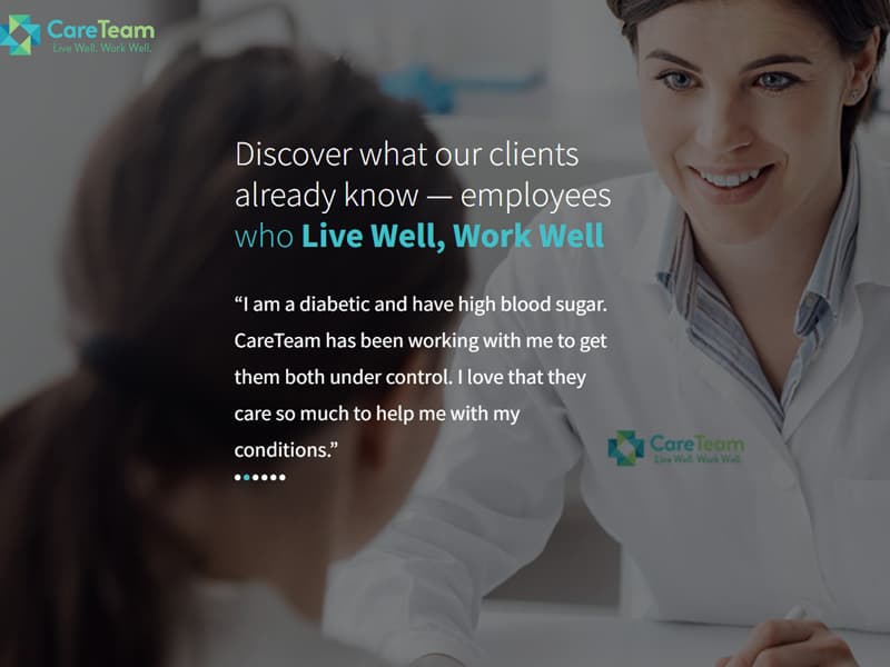 Careteam Health company screenshot of website home page in 2023